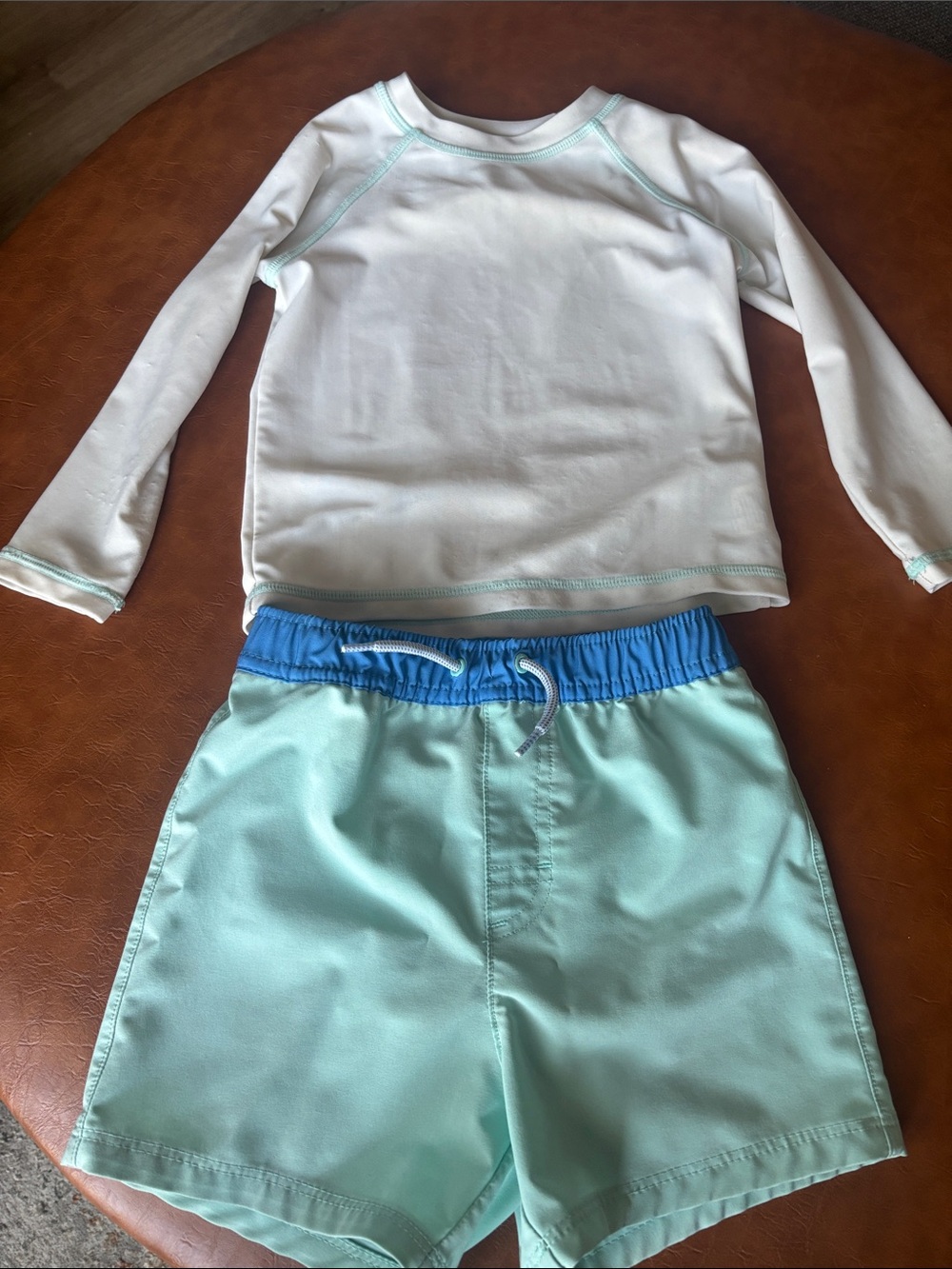 Wonder Nation Boys Swim Suit Trunks Long-Sleeve Rashguard Shirt Size 2T